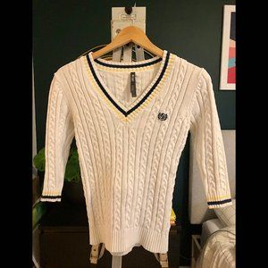 White 3/4 Sleeve Tennis Sweater